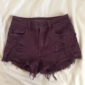AE Maroon Distressed Short